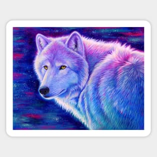 Starry White Wolf Sticker